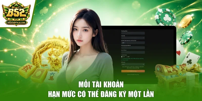Mỗi tài khoản hạn mức có thể đăng ký một lần