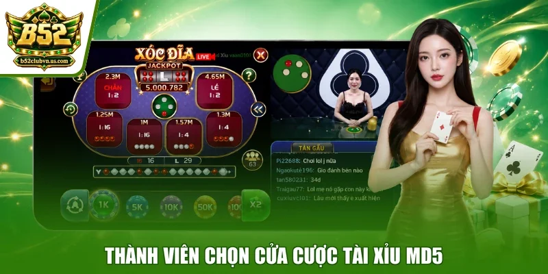 Thành viên chọn cửa cược Tài Xỉu MD5